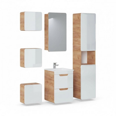 Design bathroom furniture group 6-piece set ensemble cabinet sink wood