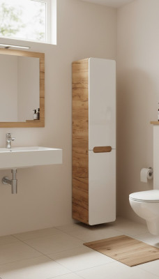 Wall cabinet bathroom cabinet tall cabinet with laundry basket
