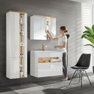 Design bathroom furniture set 3-piece. Decoration cabinet washbasin.