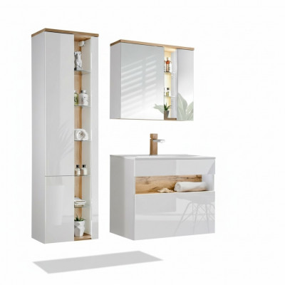 Design bathroom furniture set 3-piece. Decoration cabinet washbasin.