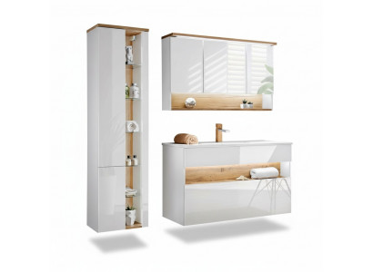 Design bathroom furniture set 3-piece suite cabinet washbasin lighting