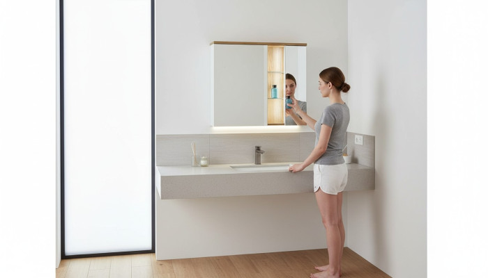 Mirror cabinet wall cabinet bathroom cabinet with mirror 80 cm LED