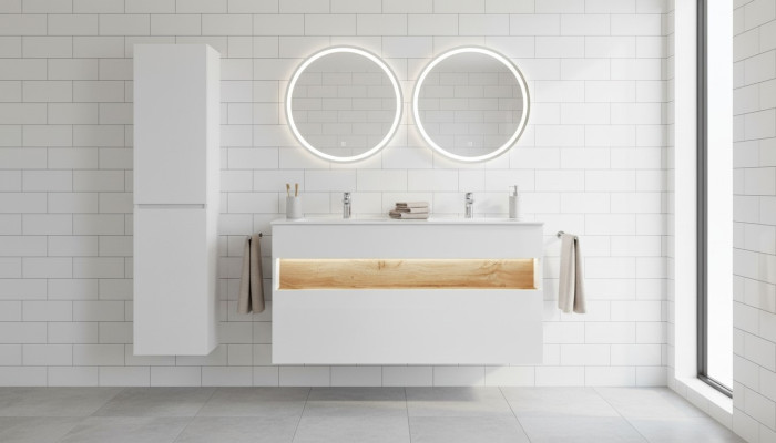 Double washbasin vanity unit with washbasin basin