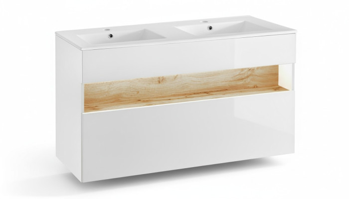 Double washbasin vanity unit with washbasin basin