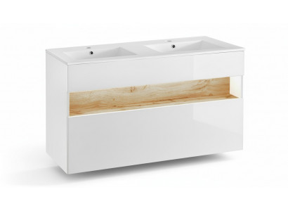 Double washbasin vanity unit with washbasin basin