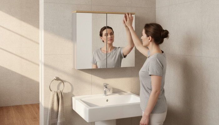 Mirror cabinet wall cabinet bathroom cabinet with mirror 80 cm bath