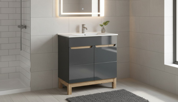Gray washbasin with cabinet High-quality sinks