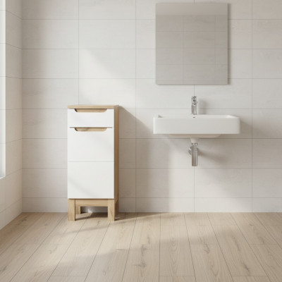 Bathroom cabinet base unit shelves high-gloss white bathroom cabinet