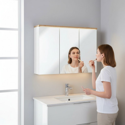 Mirror cabinet wall cabinet bathroom cabinet with mirror 100 cm