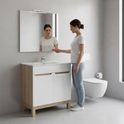 White washbasin with cabinet High-quality washbasins