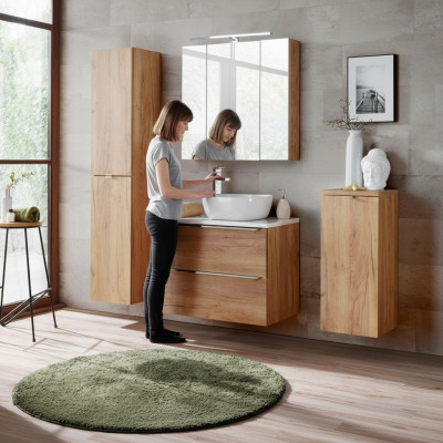 Design bathroom furniture set, 4-piece suite with cabinet and washbasin.