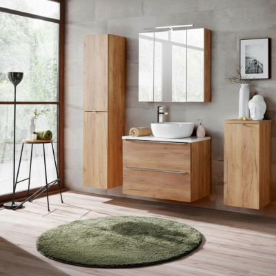 Design bathroom furniture set, 4-piece suite with cabinet and washbasin.