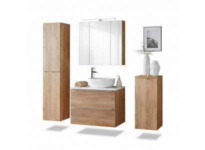 Design bathroom furniture set, 4-piece suite with cabinet and washbasin.