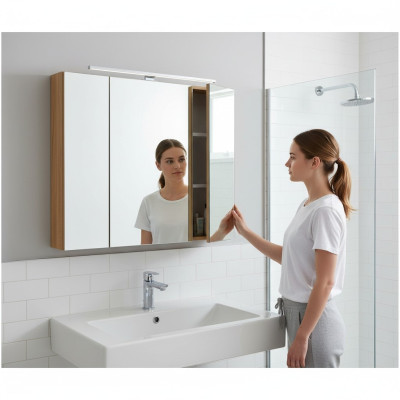 Mirror cabinet wall cabinet bathroom cabinet with mirror 80 cm deco LED