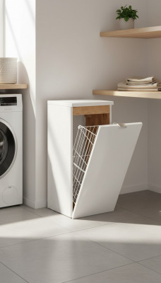 Universal wall cabinet decorative bathroom furniture with a laundry basket