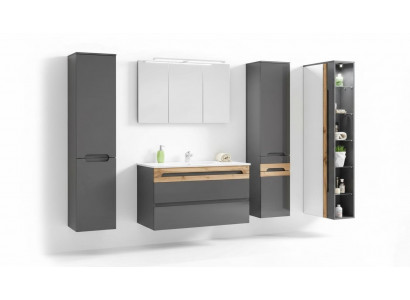 Design bathroom furniture set 6-piece suite cabinet washbasin lighting