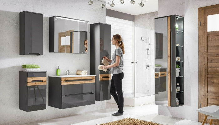 Design bathroom furniture bath 5-piece set suite cabinet sink lighting