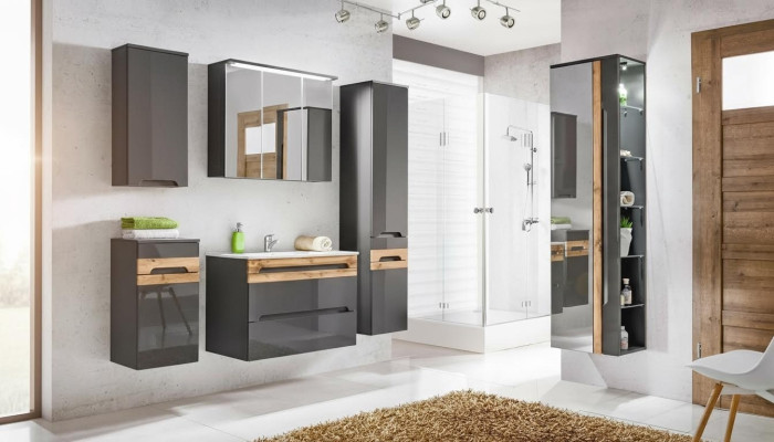 Design bathroom furniture bath 5-piece set suite cabinet sink lighting