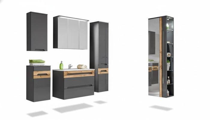 Design bathroom furniture bath 5-piece set suite cabinet sink lighting