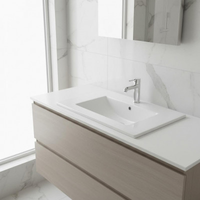 Vanity built-in sink washbasin 81 x 46 cm white vanity