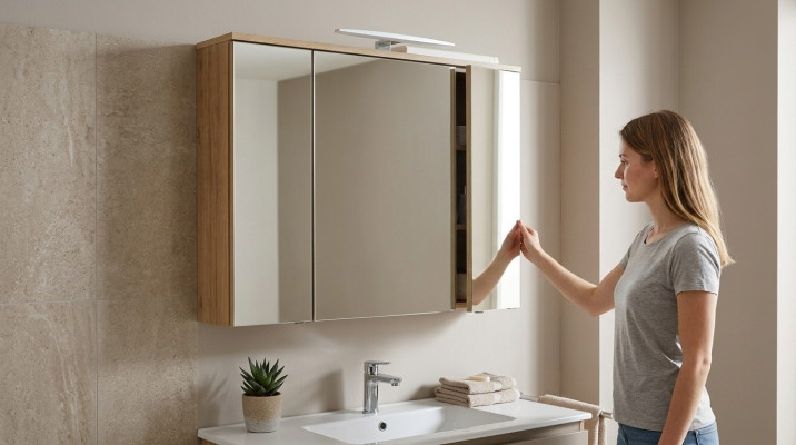 Mirror cabinet wall cabinet bathroom cabinet decor with mirror 80 cm LED