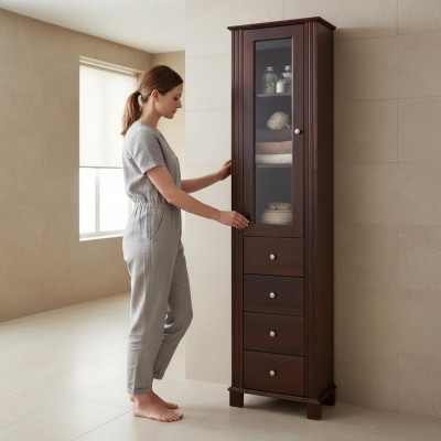 High-quality bathroom cabinet tall cabinet decorative wood bathroom furniture luxury