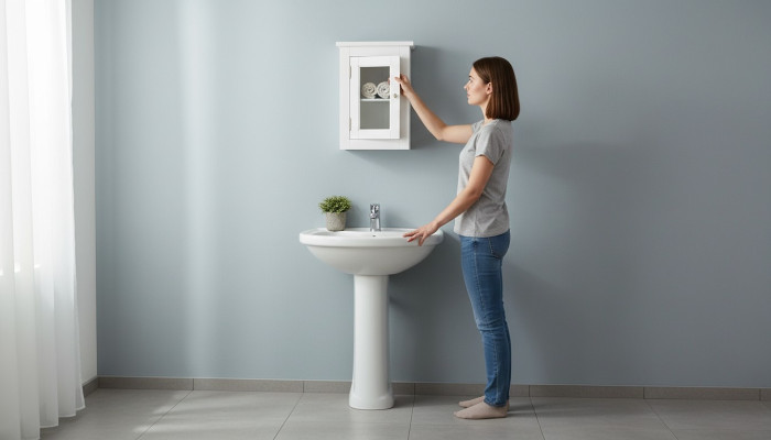 Bathroom furniture shelf cabinet bright cabinets pharmacy wood