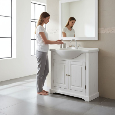 Country House Washstand Luxury Quality Wash Basin Sink with Base Cabinet 85x35x81