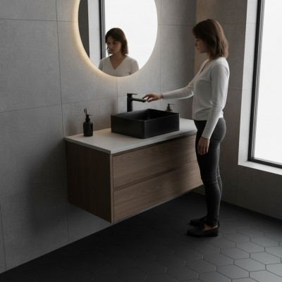 Washbasin Black Ceramic Countertop Table Plate Sink Basin Installation