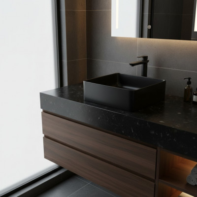 Washbasin Black Ceramic Countertop Table Plate Sink Basin Installation