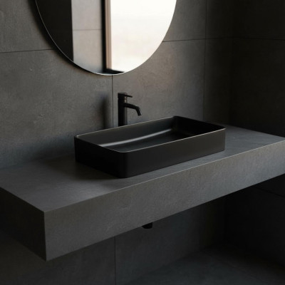 Black ceramic countertop table plate sink basin