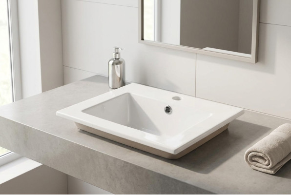 Ceramic Washbasin Sink Countertop Washbasin White Installation