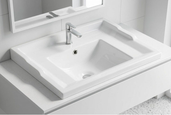 Ceramic Washbasin Modern Decorative Countertop Sink White