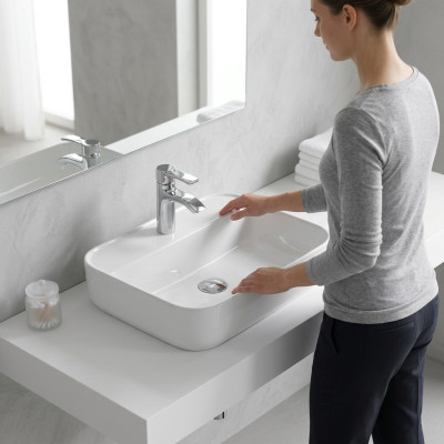 Ceramic Washbasin Sink Countertop Washbasin White Decorative Sink