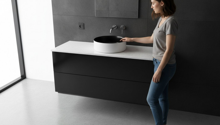 Round round basin countertop wash basin black white basin