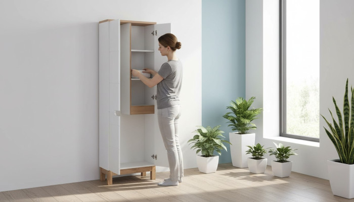 Bathroom cabinet tall cabinet storage decorative bathroom white bath