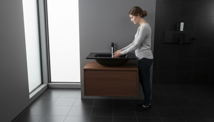 Ceramic washbasin countertop built-in black slab design basin
