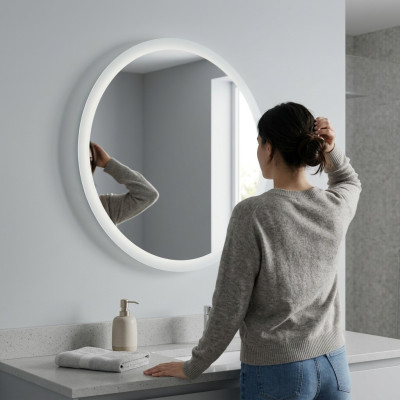 Round mirror LED bathroom mirror with lighting