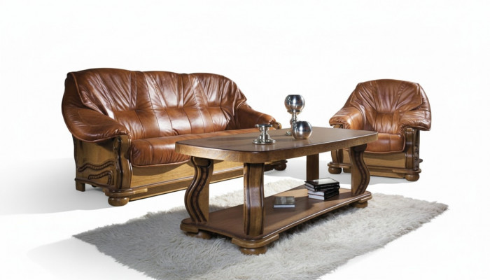 Antique Style Leather Sofa Set 3+2+1 Seater Italian Leather Upholstery