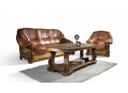 Antique Style Leather Sofa Set 3+2+1 Seater Italian Leather Upholstery