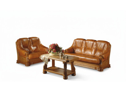 Living room sofa set Couch Upholstery Sofa 100% Genuine Leather Wood 3+1