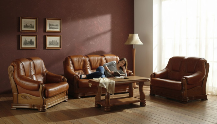 Classic three-seater couch sofas upholstered sofa 3-seater leather sofas