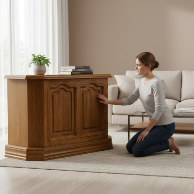 Console table brown wood drawer and shelf side table sideboard