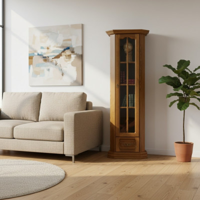 Country House Tall Cabinet Display Cabinet Wood Glass Cabinet Display Cabinets