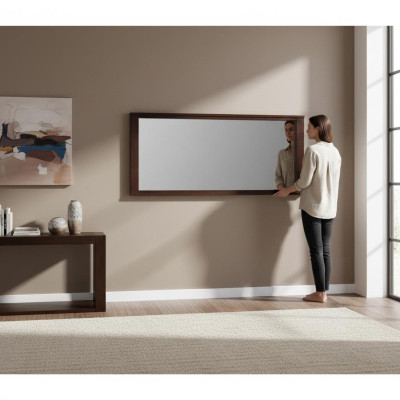Modern large mirror wall mirror real wood frame hanging mirror