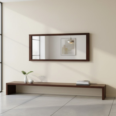 Modern large mirror wall mirror real wood frame hanging mirror