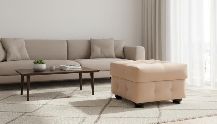 XXL Footstool Club Lounge Stool Textile Ottoman Design Pouffe Ottoman New