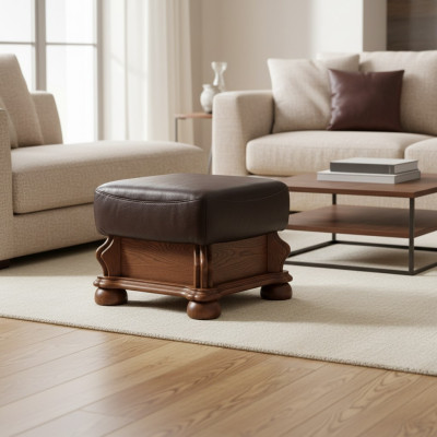 XXL Footstool Club Lounge Ottoman Leather Textile Ottoman Decor Designer Pouf