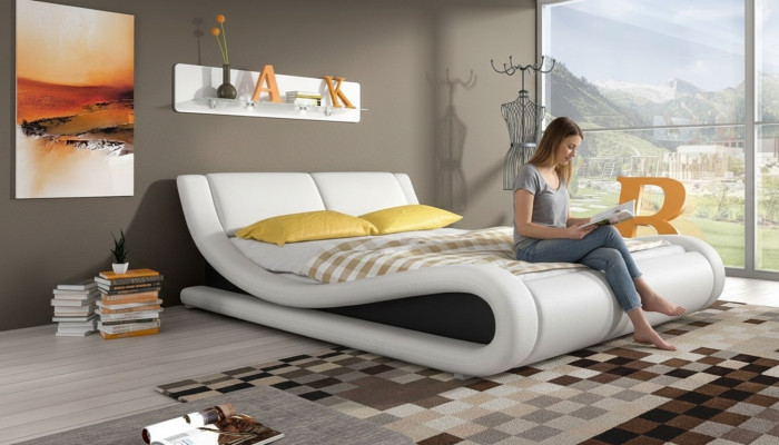 Upholstered bed beds bed upholstery faux leather designer hotel double luxury design