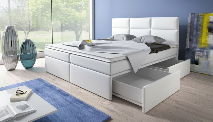 Box spring beds, bed upholstery, faux leather, designer hotel double luxury design, new